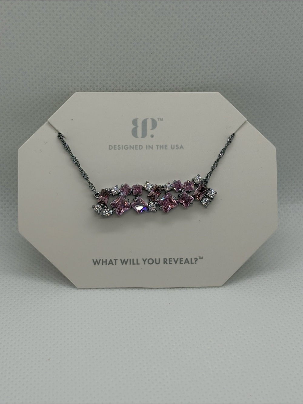 Array of Rhodolite & Rose Quartz Cubic Zirconia Necklace